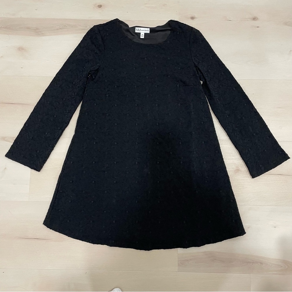 Neiman Marcus Women's XS Little Black Dress Lace Longsleeve Lined - Picture 2 of 14